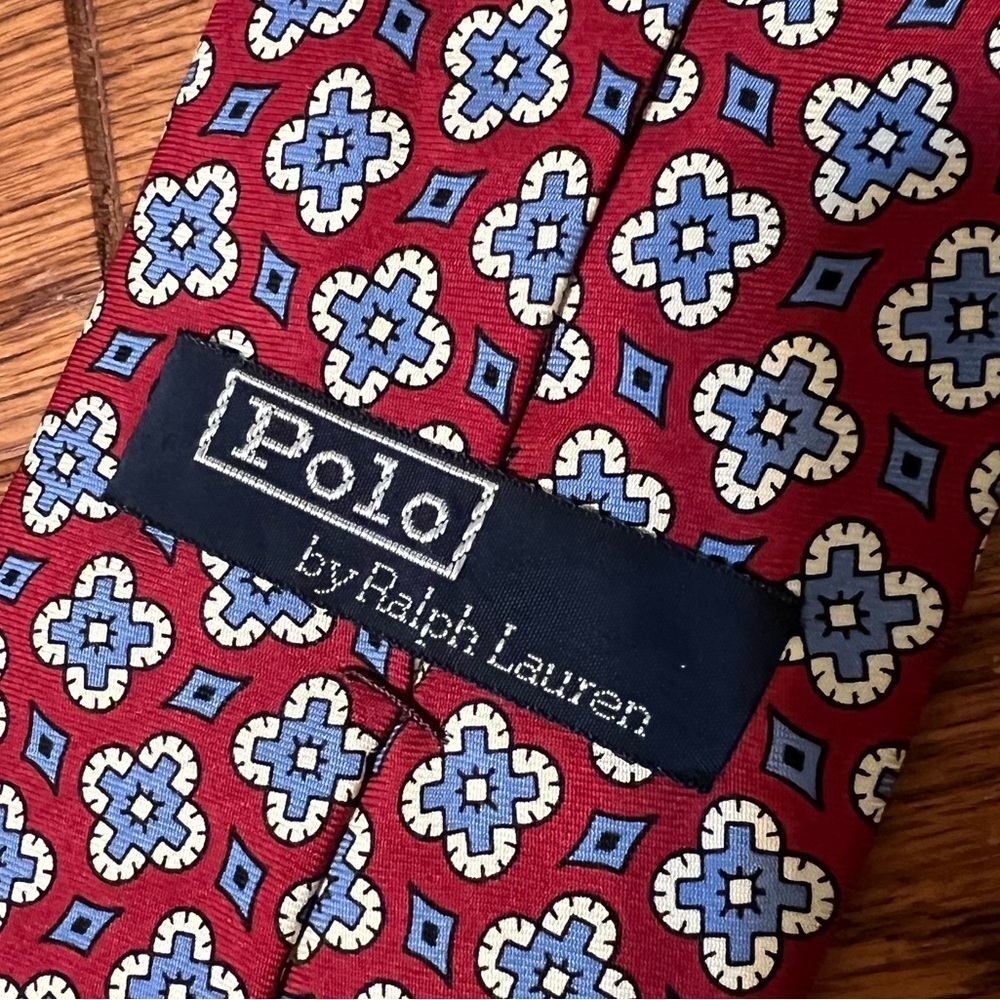 Polo Ralph Lauren Red and Blue Floral Silk Tie - Picture 3 of 5